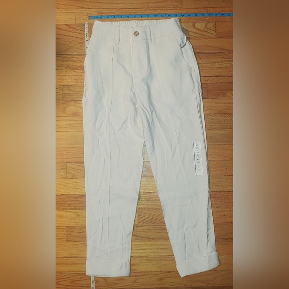 Cream High-Rise Slim Straight Leg Pintuck Ankle Pants A New Day Women's 2R - Picture 3 of 14